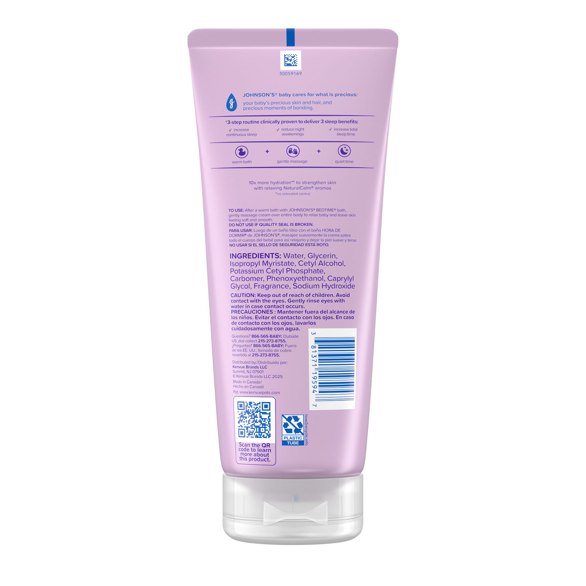 Back Pack shot of Johnson's® Bedtime® Moisturizing Cream 8FL OZ 236ML