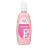 Back view of Johnson's Shiny & Soft Conditioning Spray bottle with ingredient list and product information.