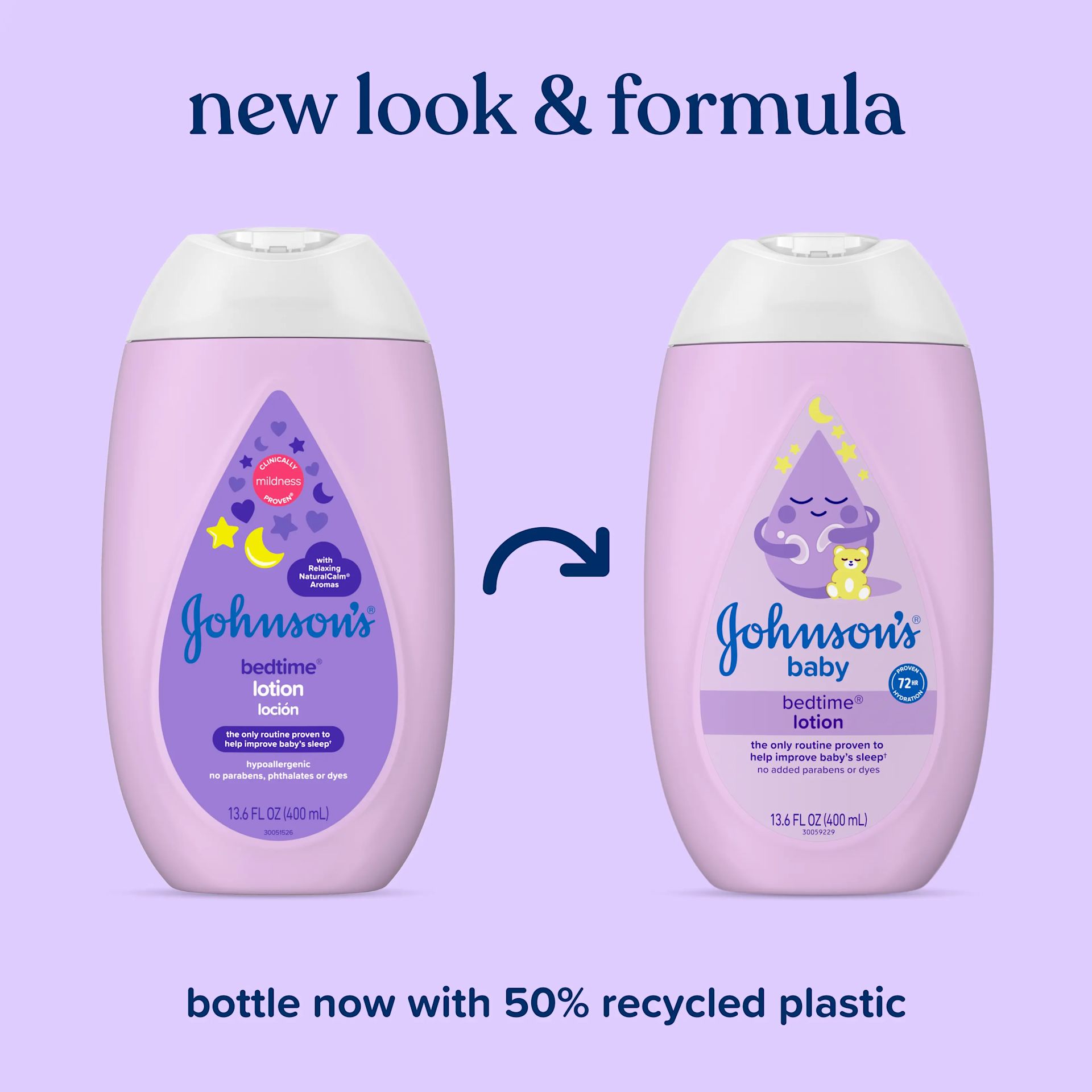 Johnson's® Bedtime® Baby Lotion new look, same great formula
