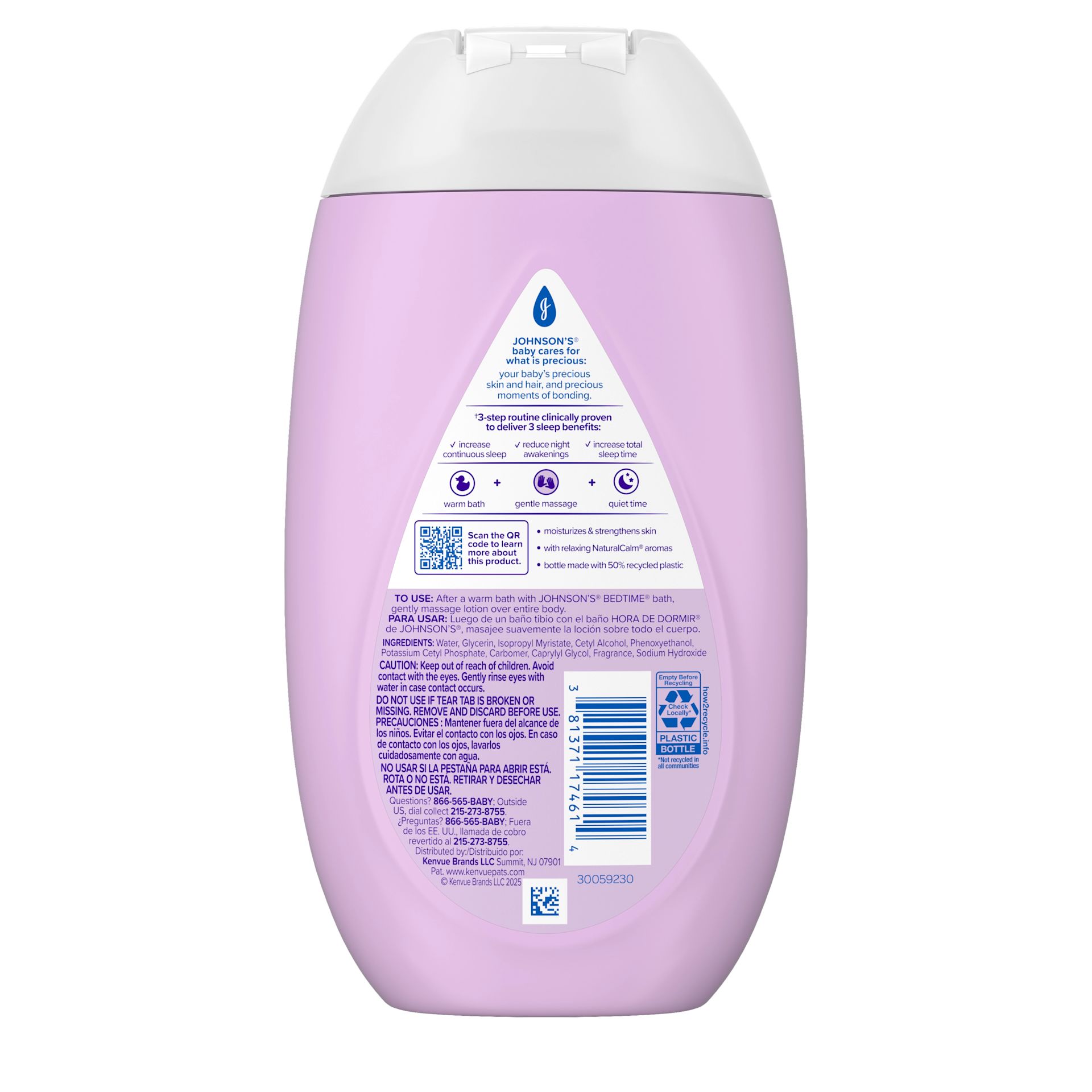 Back Pack shot of Johnson's® Bedtime® Baby Lotion 13.6FL OZ 400ML