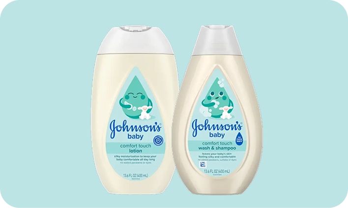 Comfort touch products card image, featuring JOHNSON’S® Comfort touch lineup