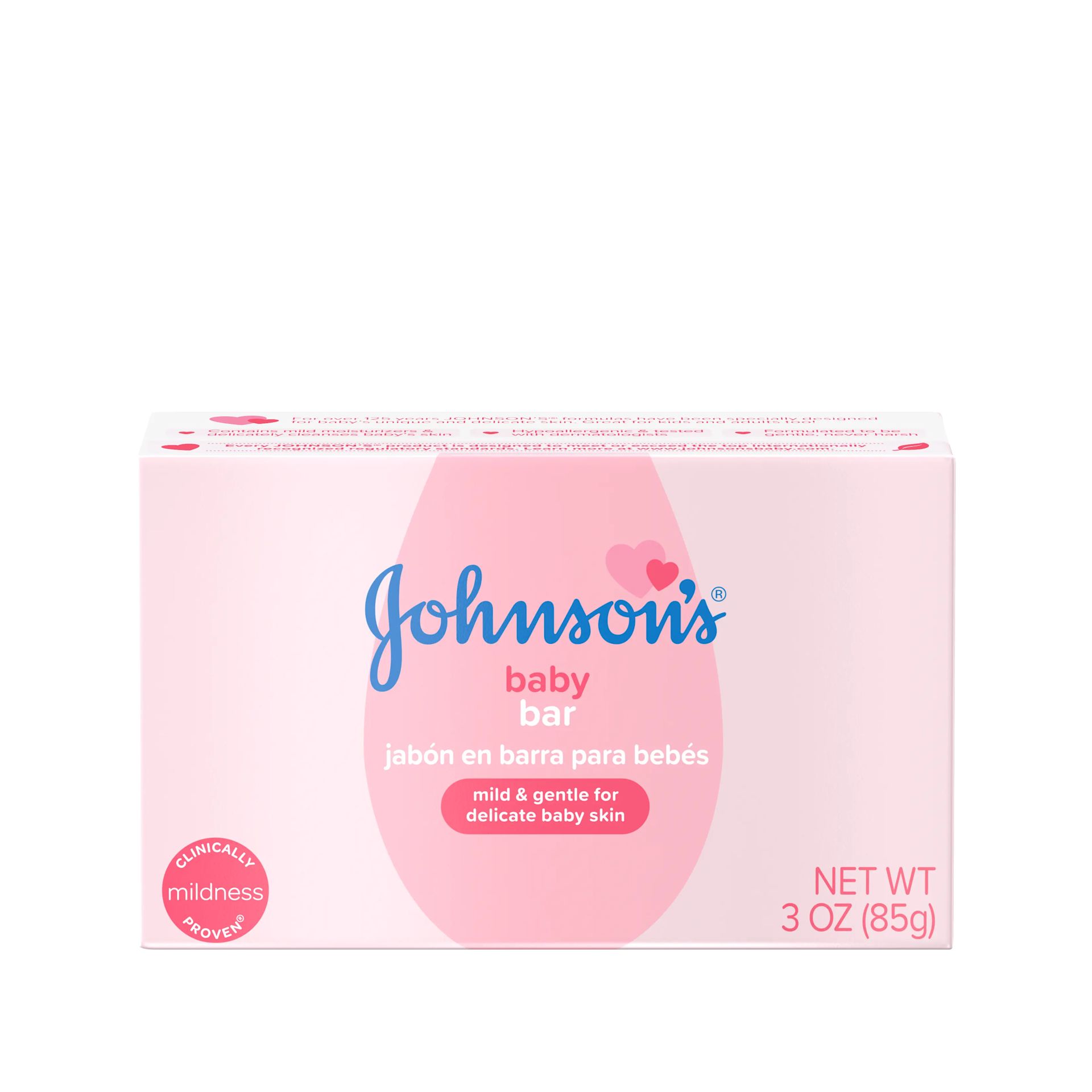 Front Pack shot of Johnson's® Baby Soap Bar 3oz 85g