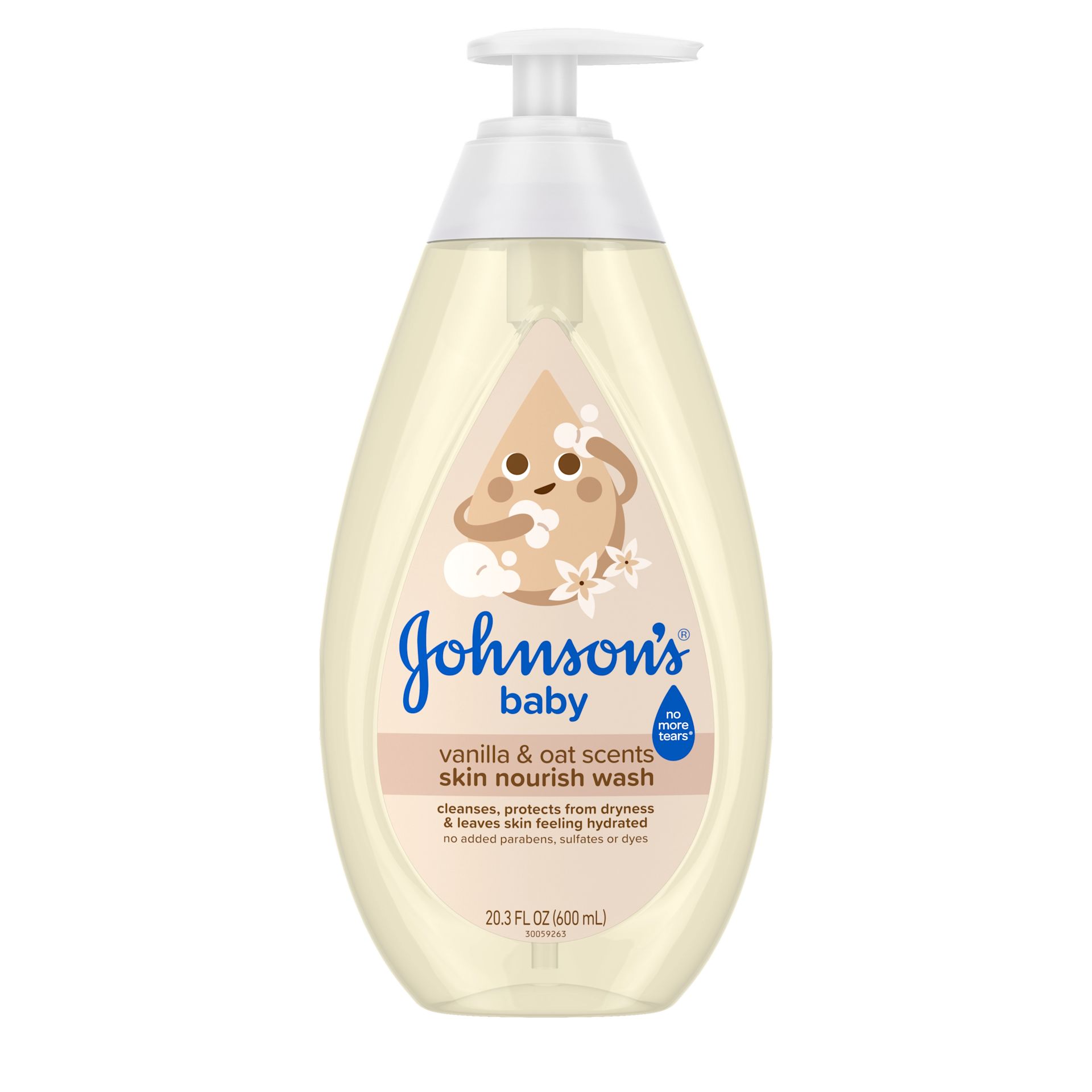 Front Pack shot of Johnson's® Skin Nourish Moisture Wash Vanilla Oat Scents 20.3FL OZ 600ML