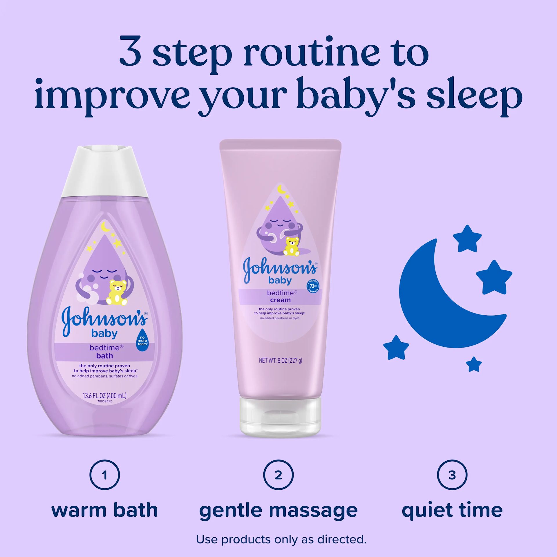 3 step routine to improve your baby sleep, warm bath, gentle massage, quiet time