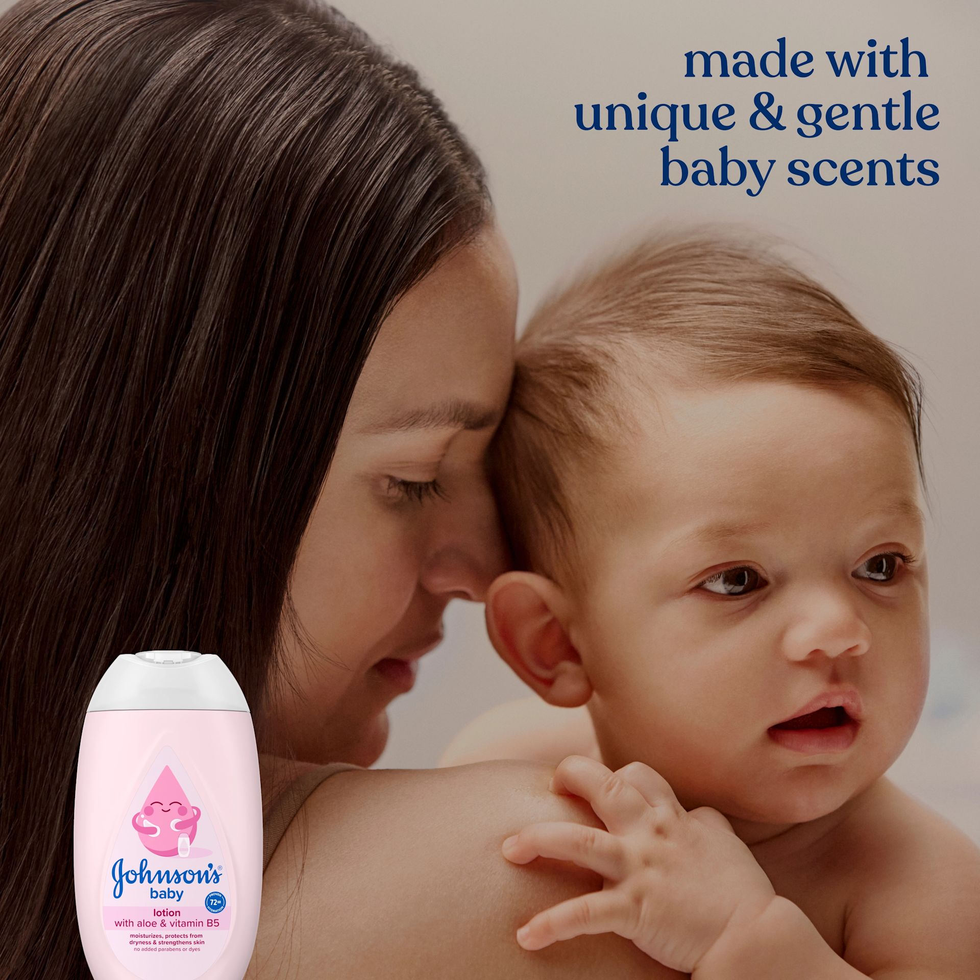 JOHNSON'S® Baby Lotion, made with unique & gentle baby scents