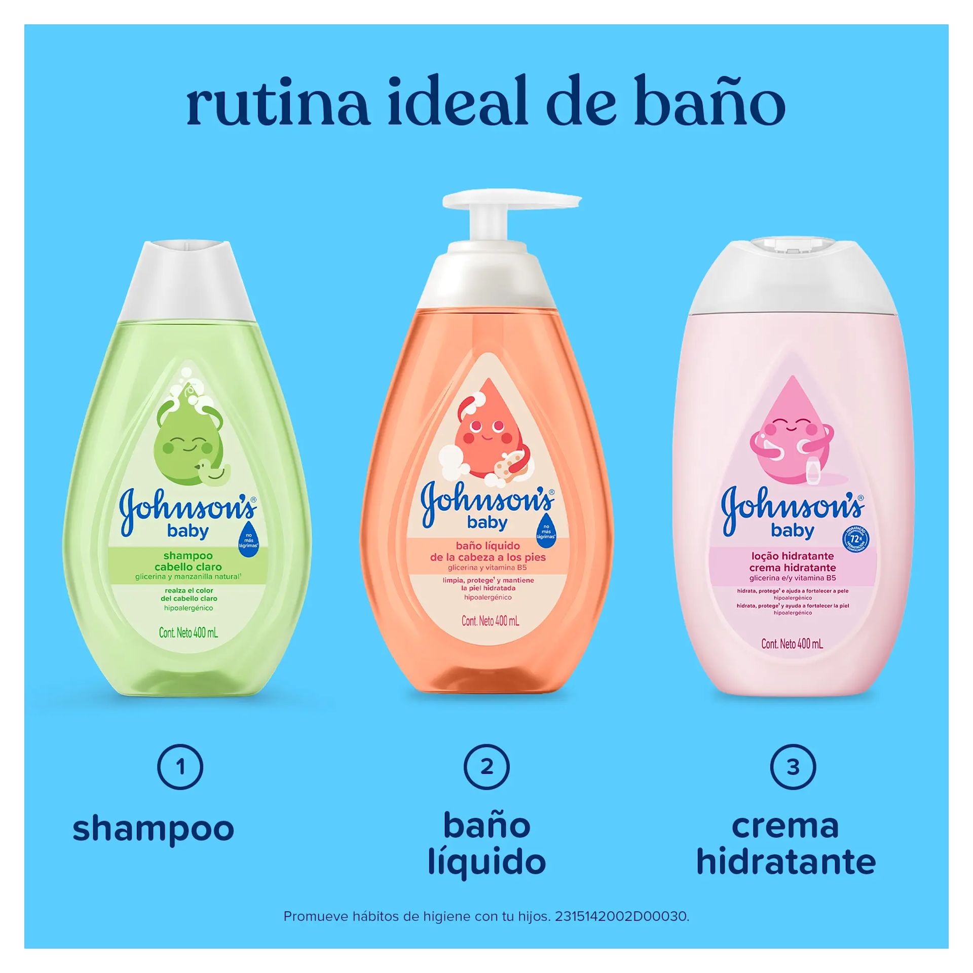 Shampoo JOHNSON’S® baby Cabello Claro - Rutina 2