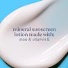 JOHNSON’S® Baby Mineral Sunscreen lotion made with: aloe & vitamin E