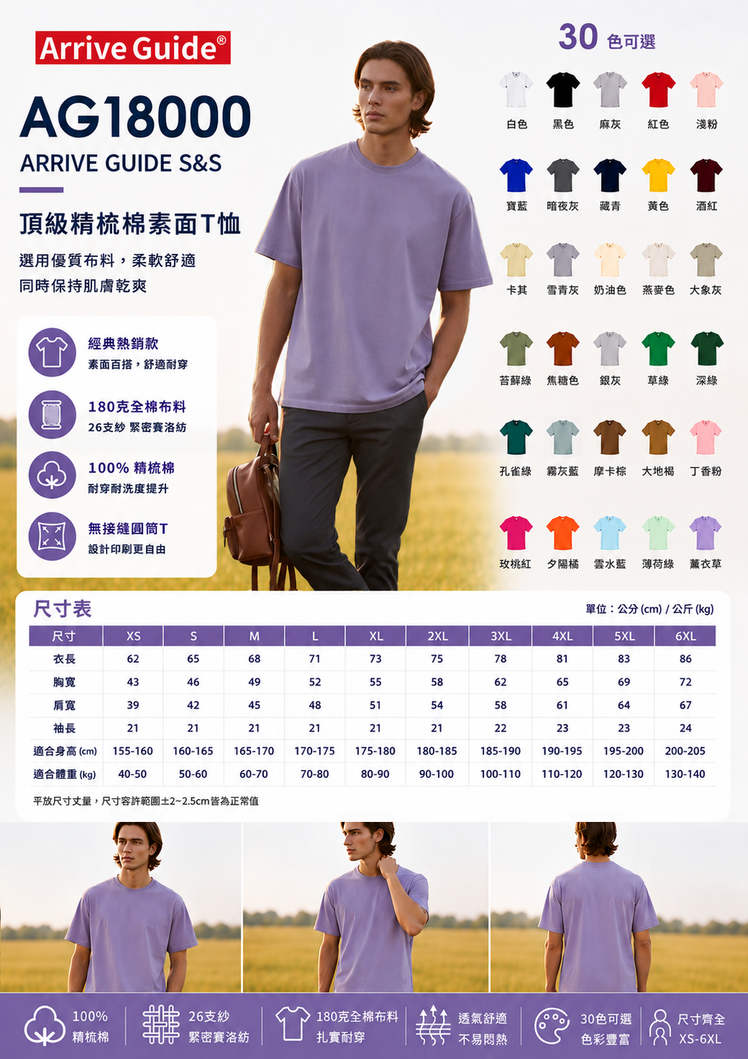 👕 衣庫熱銷首選｜AG18000 精梳棉素T 👕
