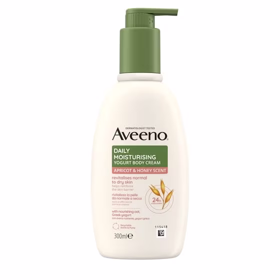 daily moisturising yogurt body cream aapricot honey scent 300ml 0 AVEENO® DAILY MOISTURISING LOÇÃO CORPORAL DE IOGURTE – FRAGRÂNCIA DE DAMASCO E MEL