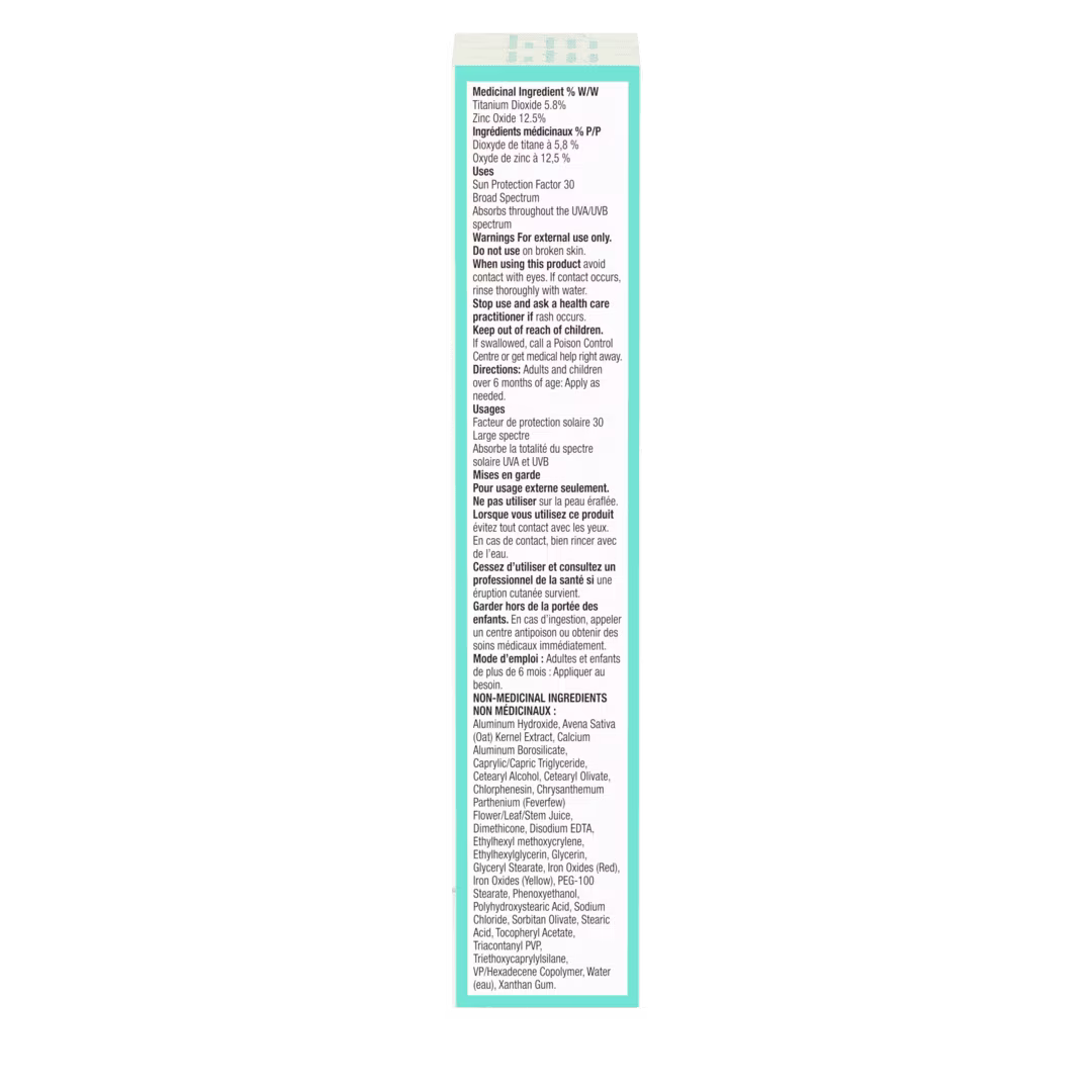 Panneau avant de l’hydratant quotidien avec écran solaire minéral FPS 30 Aveeno® Calm + Restore
