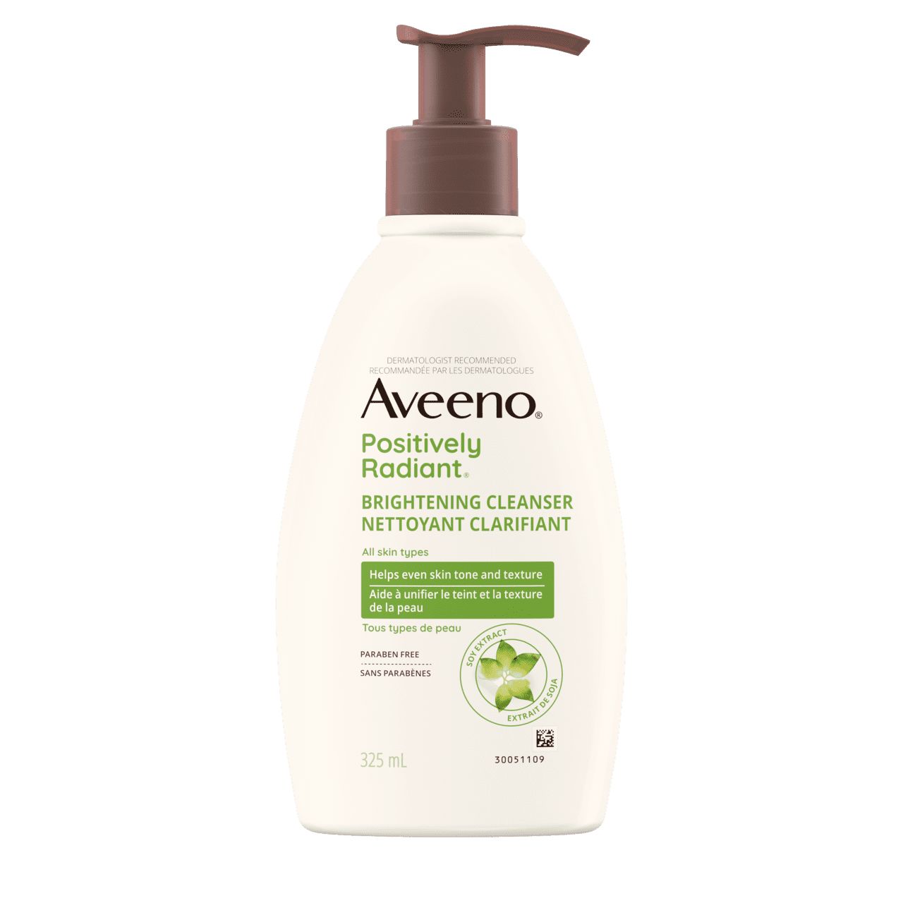 Flacon de 325 ml du nettoyant clarifiant AVEENO® Positively Radiant®