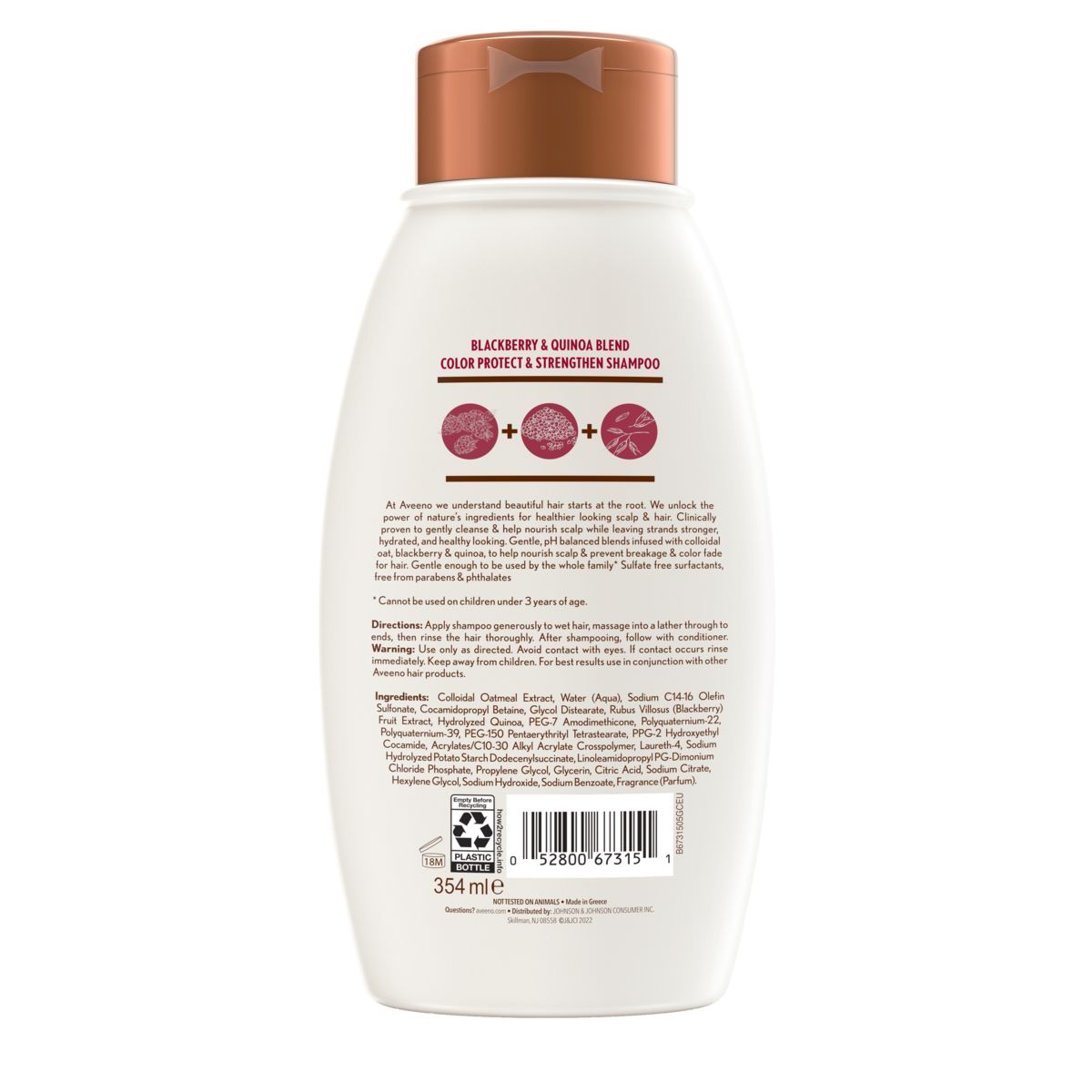 Blackberry & Quinoa Blend Color Protect & Strengthen Shampoo - Image 1 - Aveeno - en-US