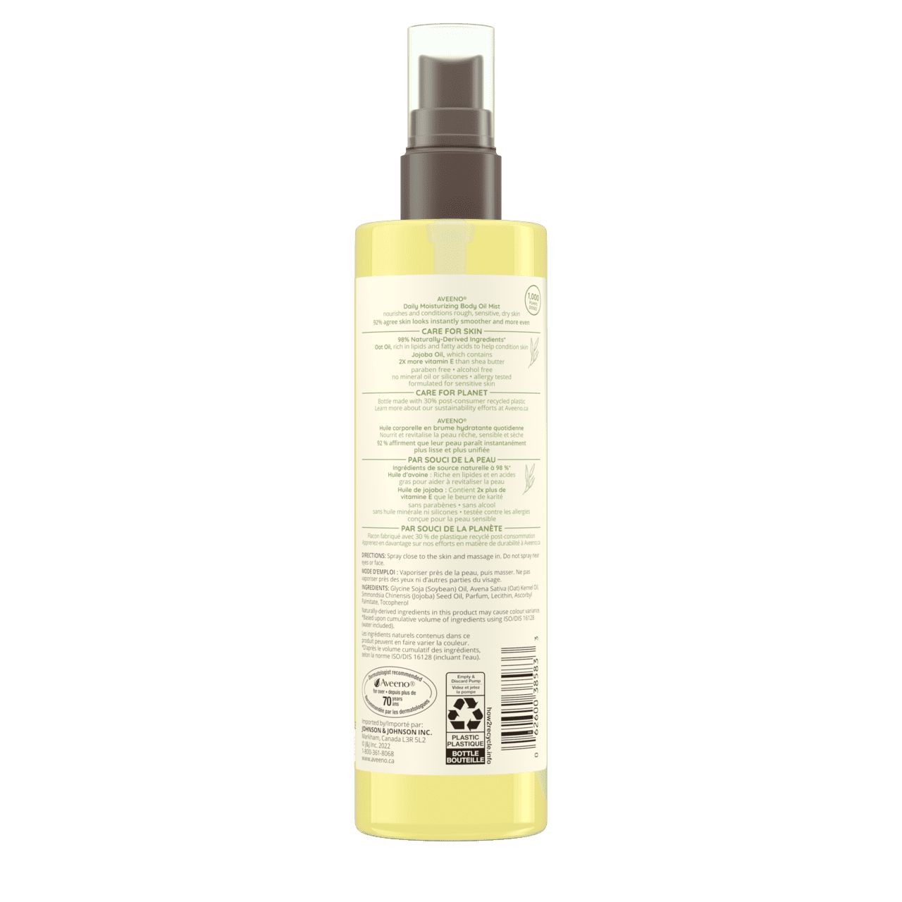 Back Shot of AVEENO® Daily Moisturizing Oil Mist  