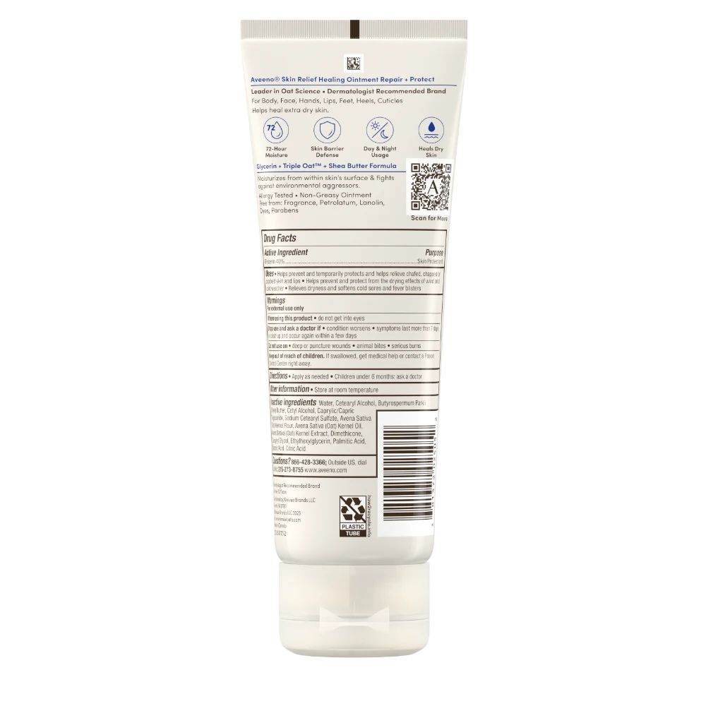 Back pack shot of Skin Relief Healing Ointment for Dry Skin 7.2oz