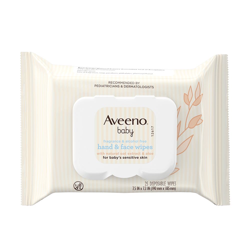 Front pack shot of Aveeno® Baby Hand & Face Wipes