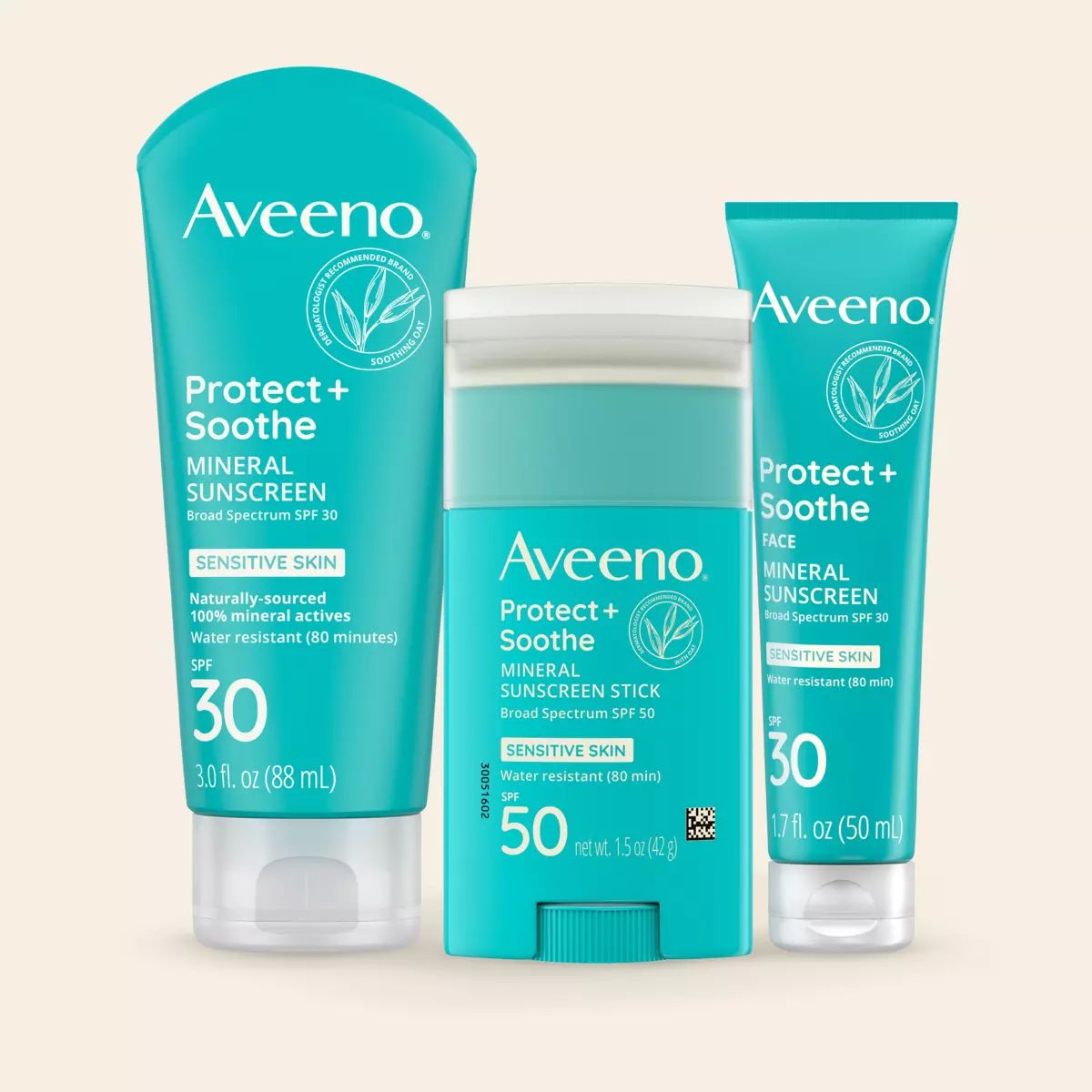 Protect + Soothe Mineral Sunscreen Stick, SPF 50 - Image 1 - Aveeno - en-US