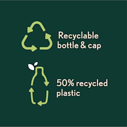 recyclable bottle & cap, 50% recycled plastic