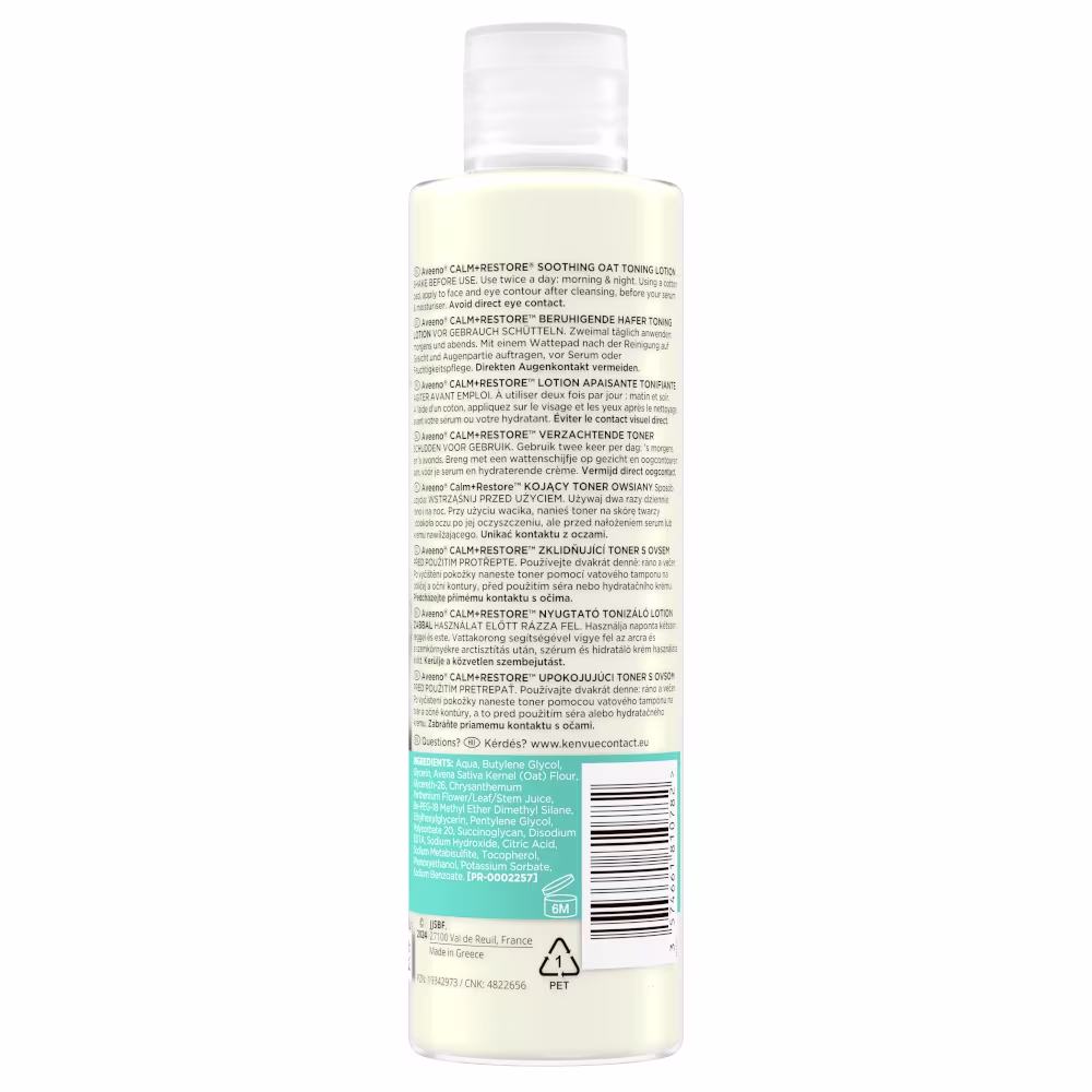 Aveeno® Calm + Restore™ Kojący Toner Owsiany. tył produktu