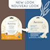 Ancien et nouvel emballage de 2 du masque réparateur CICA pour les pieds AVEENO®, avec la mention « Nouveau look »