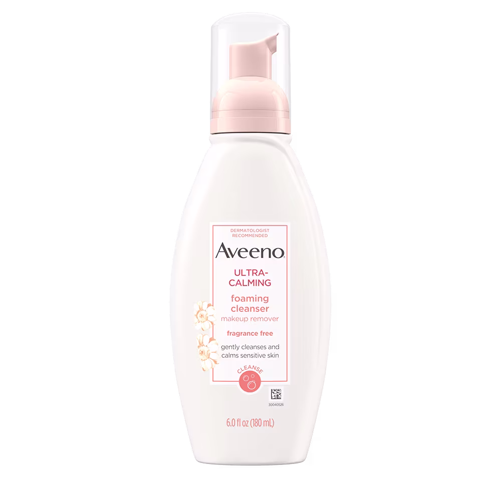 Front Pack shot of Aveeno® Ultra Calming Foaming Cleanser Makeup Remover