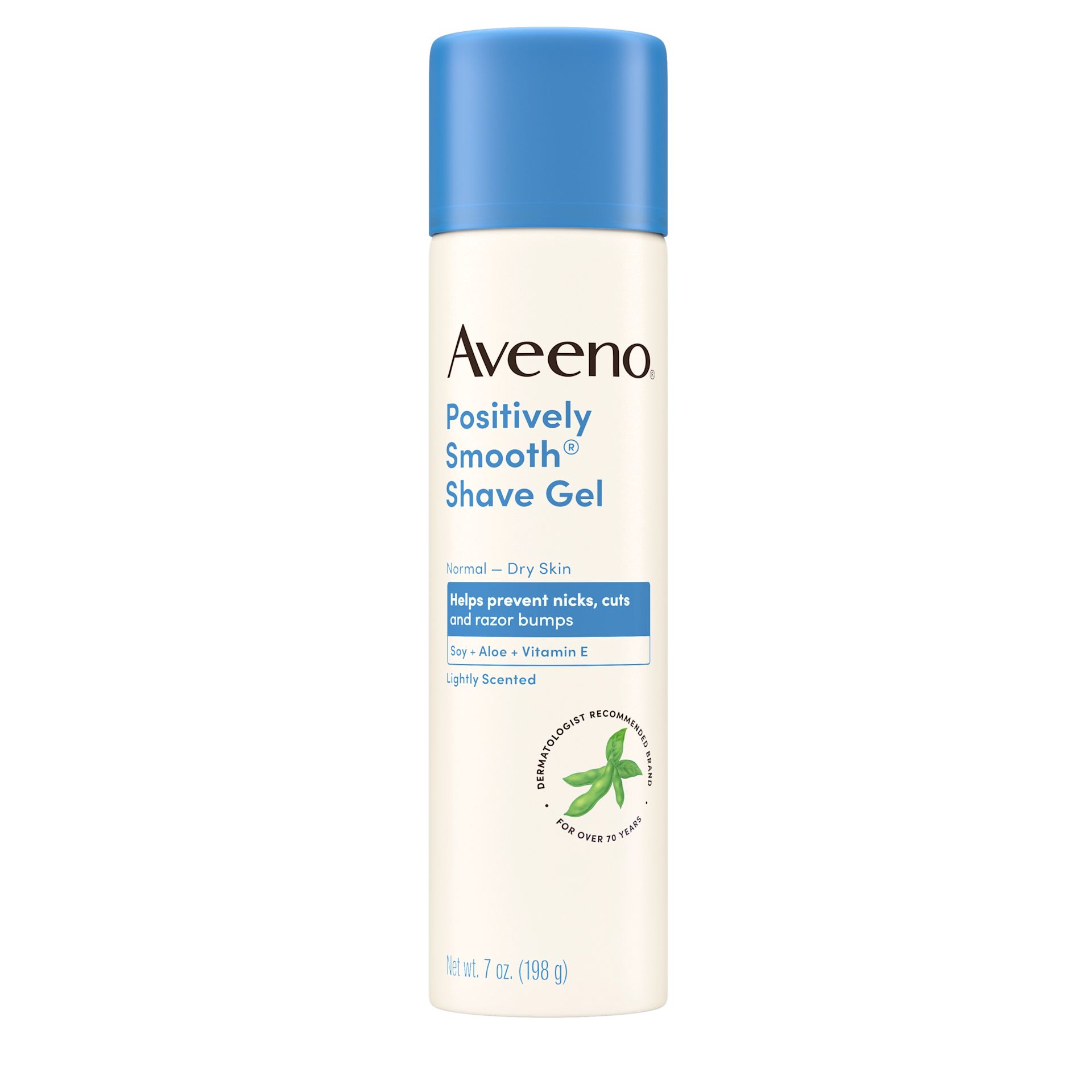 Front Pack shot of Aveeno® Positively Smooth Shave Gel