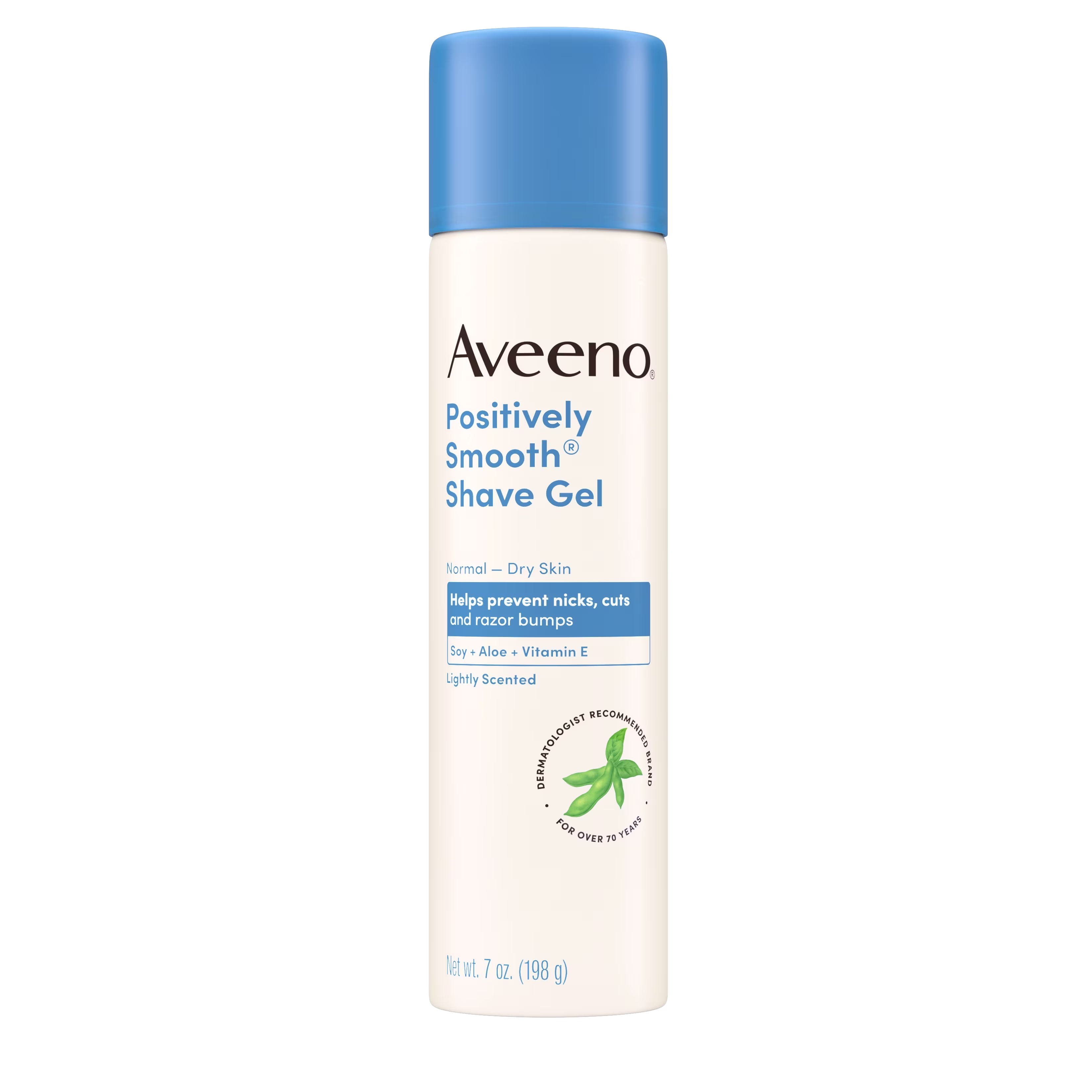 Front Pack shot of Aveeno® Positively Smooth Shave Gel
