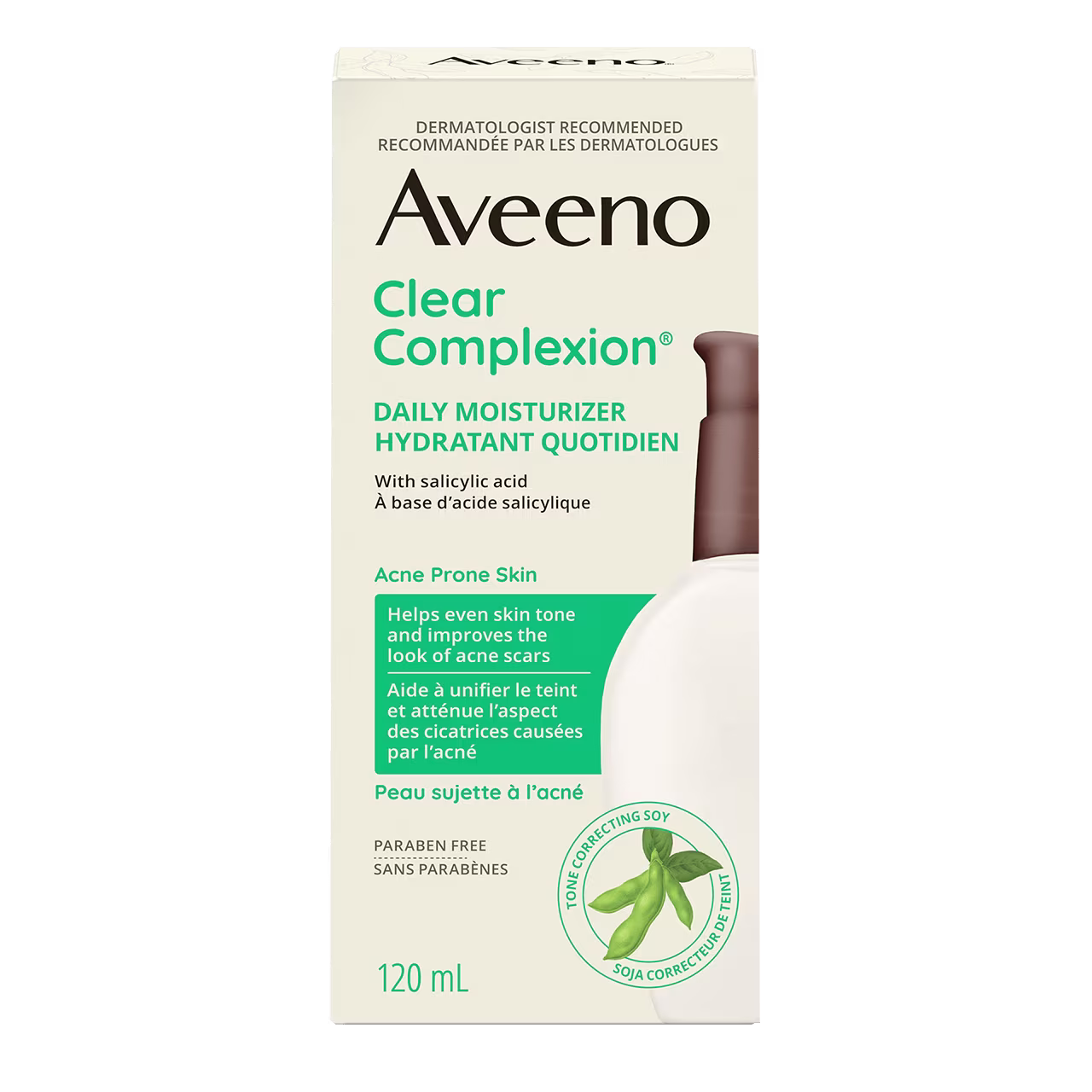 Hydratant quotidien AVEENO® CLEAR COMPLEXION® avec acide salicylique, Flacon de 120 ml