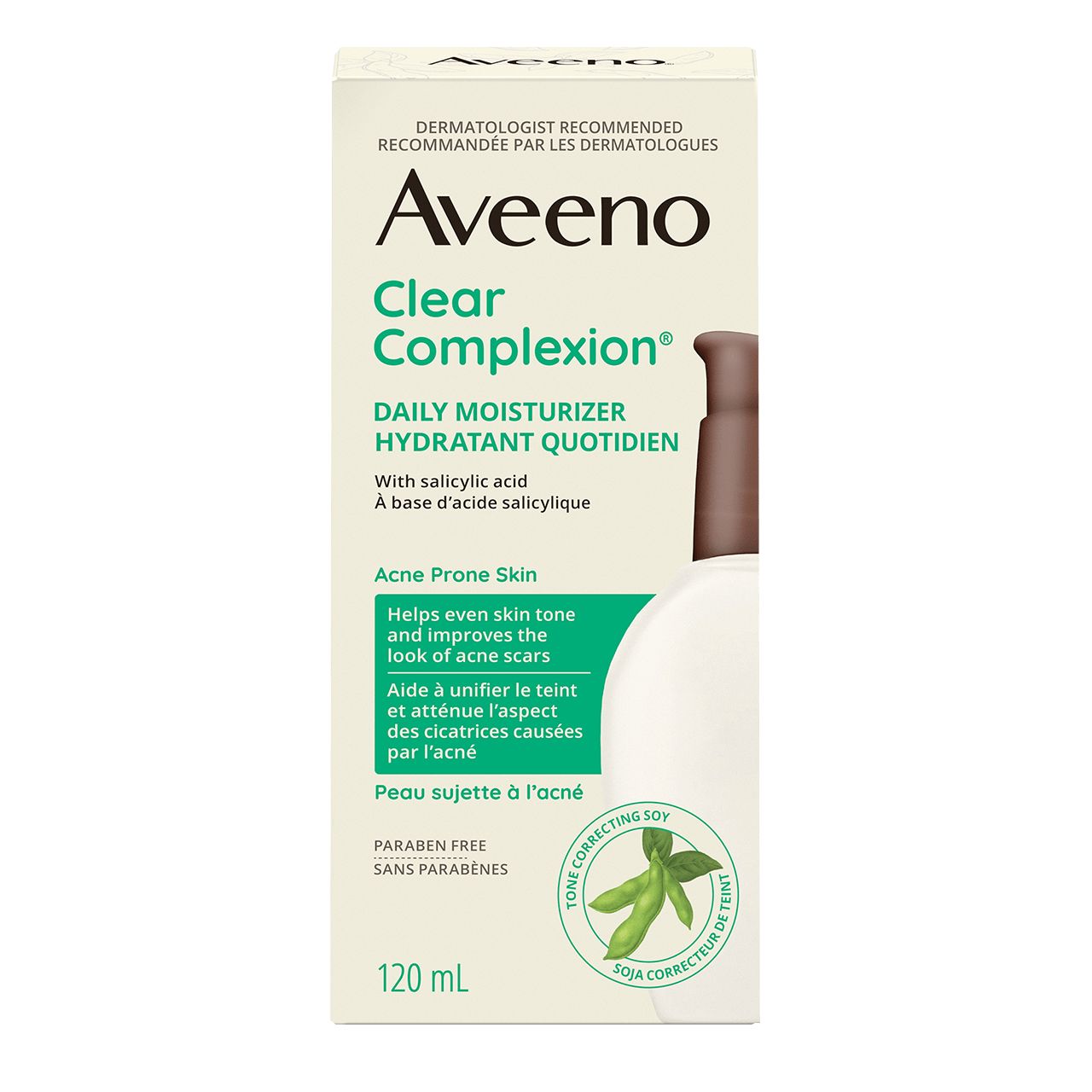 Hydratant quotidien AVEENO® CLEAR COMPLEXION® avec acide salicylique, Flacon de 120 ml