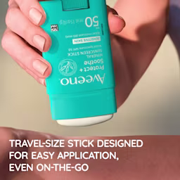 Aveeno® Protect + Soothe Mineral Sun stick, travel size designed for easy application, on the go