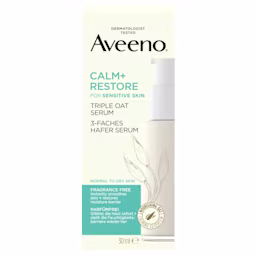 Aveeno® Calm+Restore™ Pleťové sérum s Trojitým ovesným komplexem, 30 ml – přední strana balení