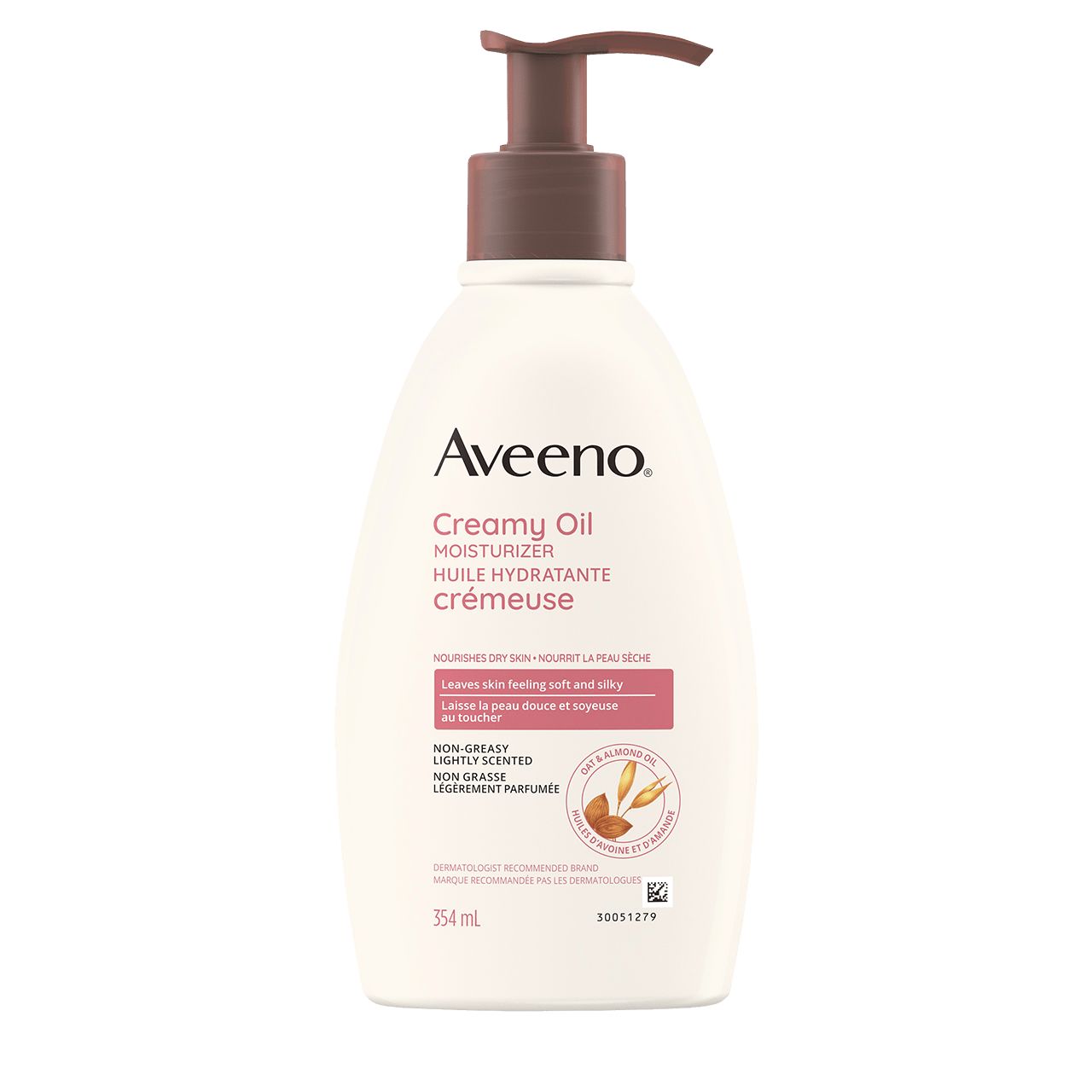 Front shot of AVEENO® Creamy Moisturizing Oil, Light Scent, 354ml pump bottle