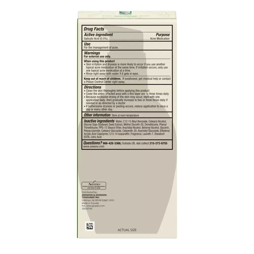 Aveeno Clear Complexion Daily Acne Facial Moisturizer Back