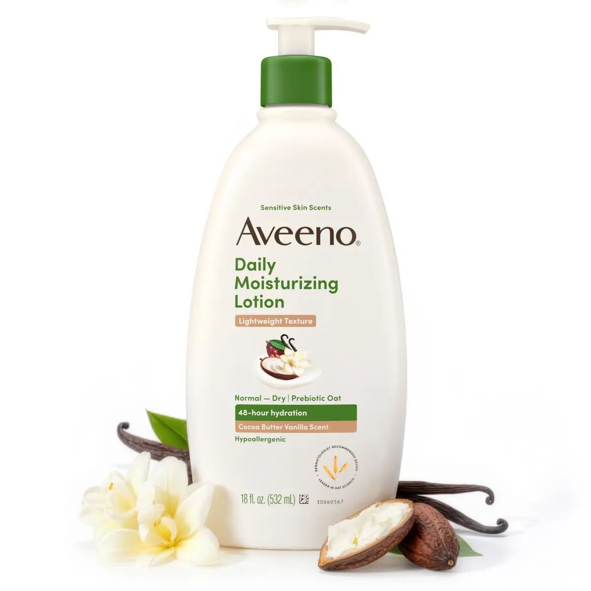 Daily Moisturizing Body Lotion, Cocoa Butter Vanilla Scent, Sensitive Skin Scents