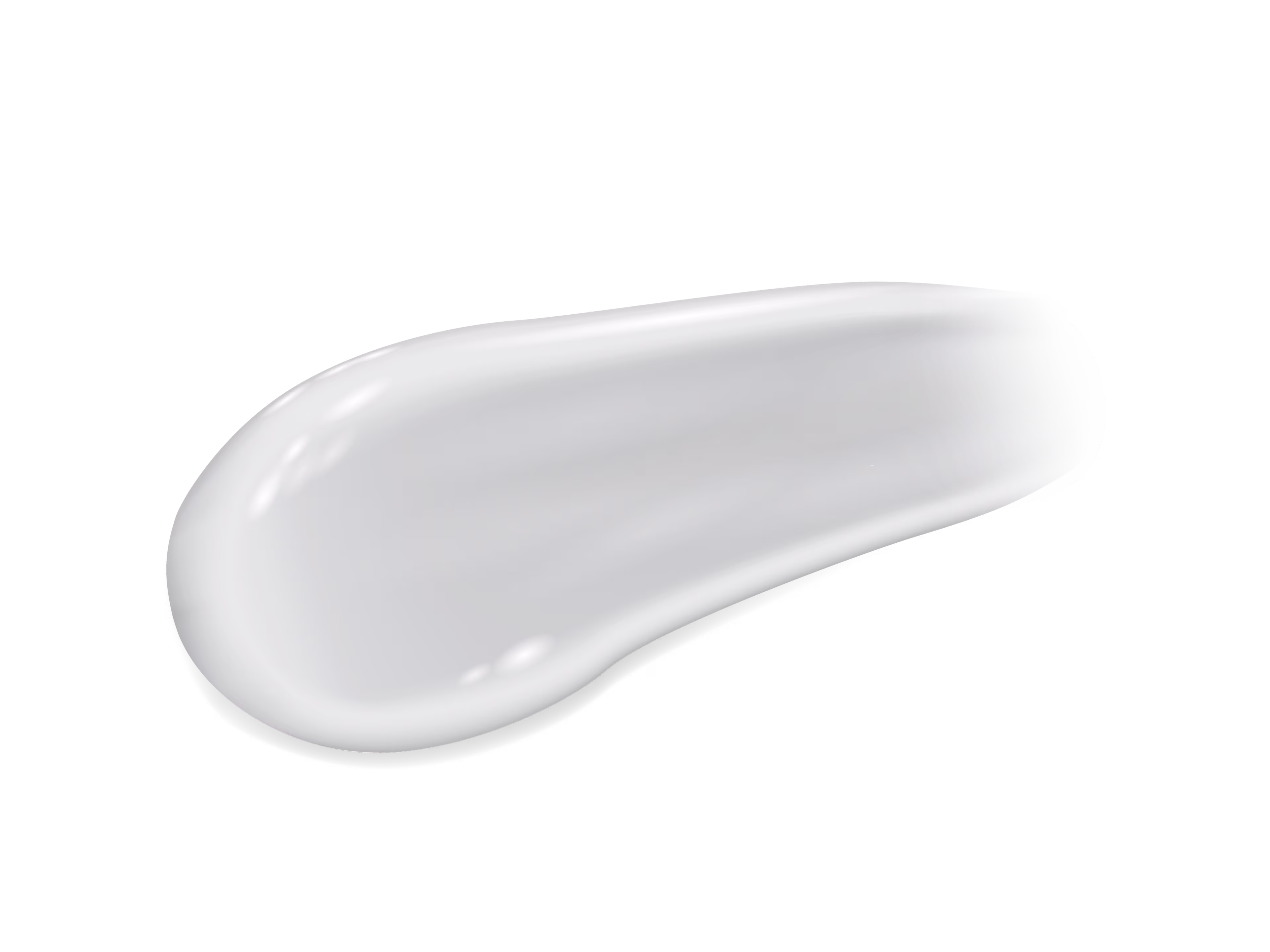 Glossy white gel cream on a white surface showcasing its lightweight texture and sheer color