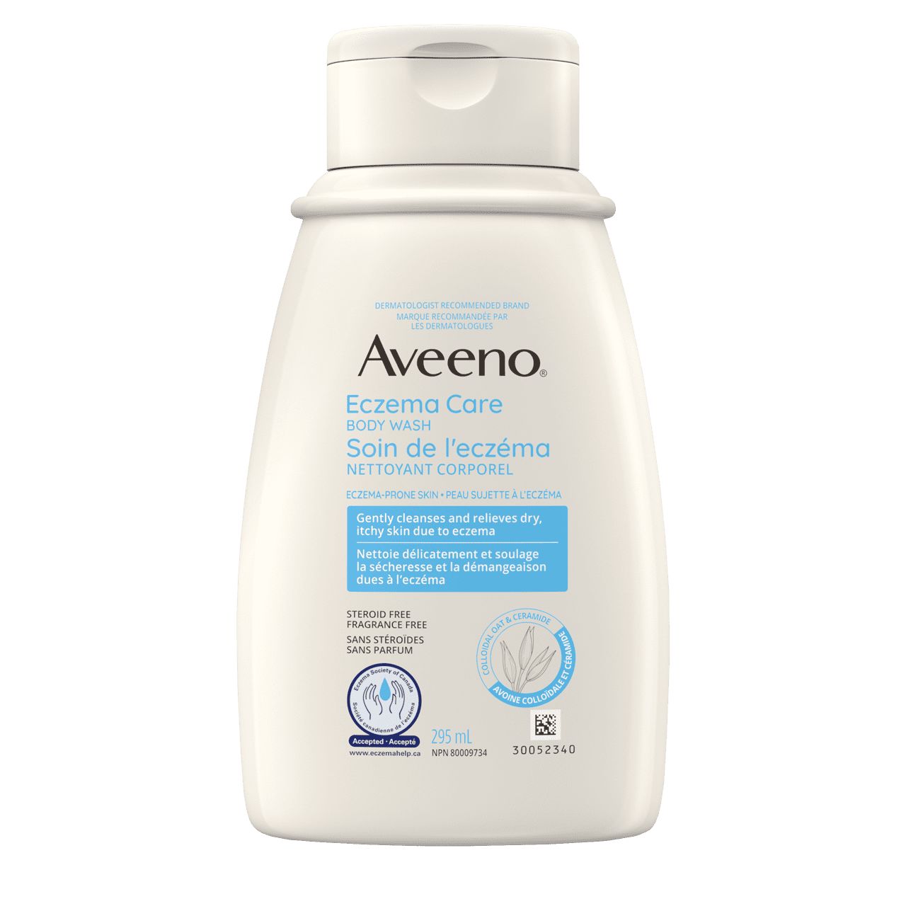 Panneau avant du flacon du nettoyant corporel AVEENO® Soin de l'eczéma