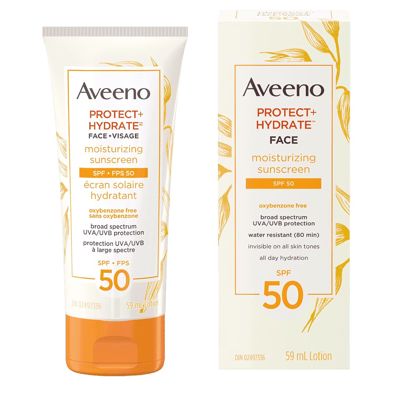 Tube de l'écran solaire Visage, FPS 50 AVEENO® PROTECT + HYDRATE