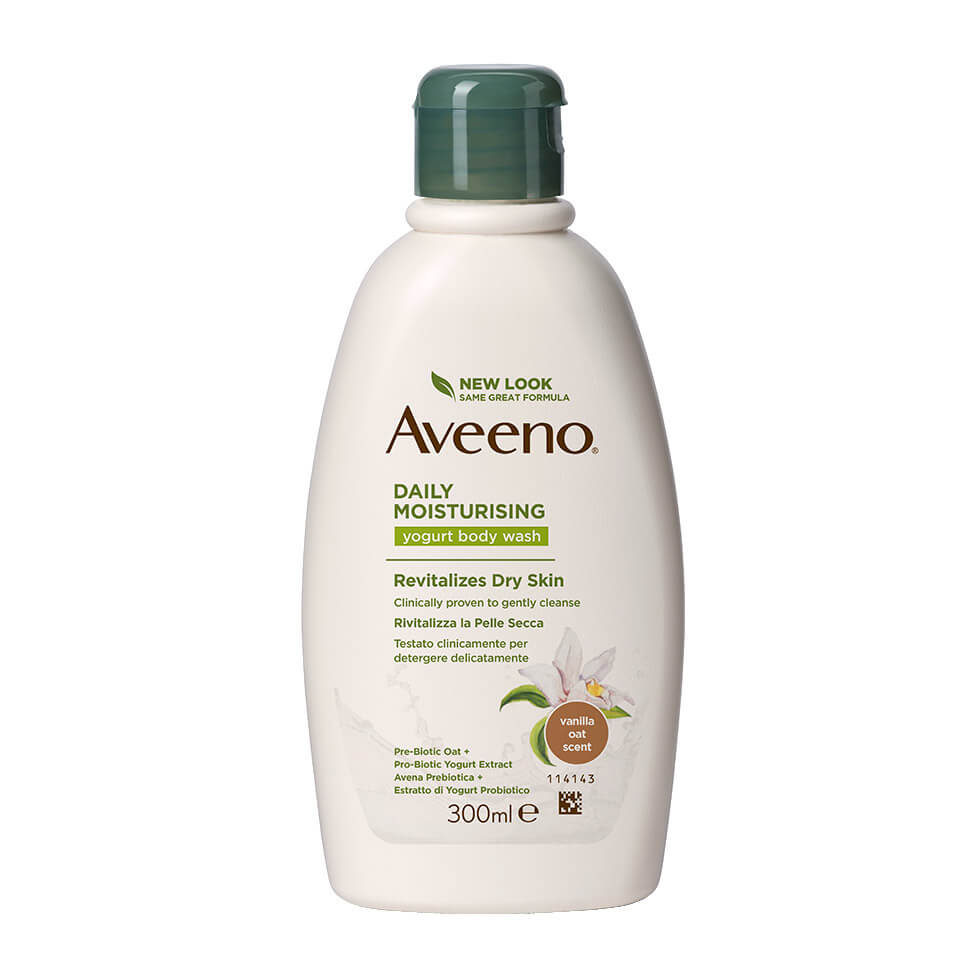 AVEENO® DAILY MOISTURISING BAGNO DOCCIA ALLO YOGURT, AL PROFUMO DI VANIGLIA E AVENA