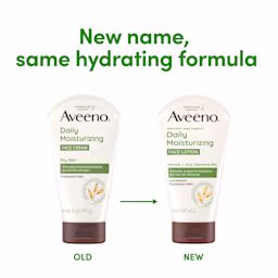 Aveeno® Daily Moisturizing Face Cream Old and New packaging, new name same hydrating formula