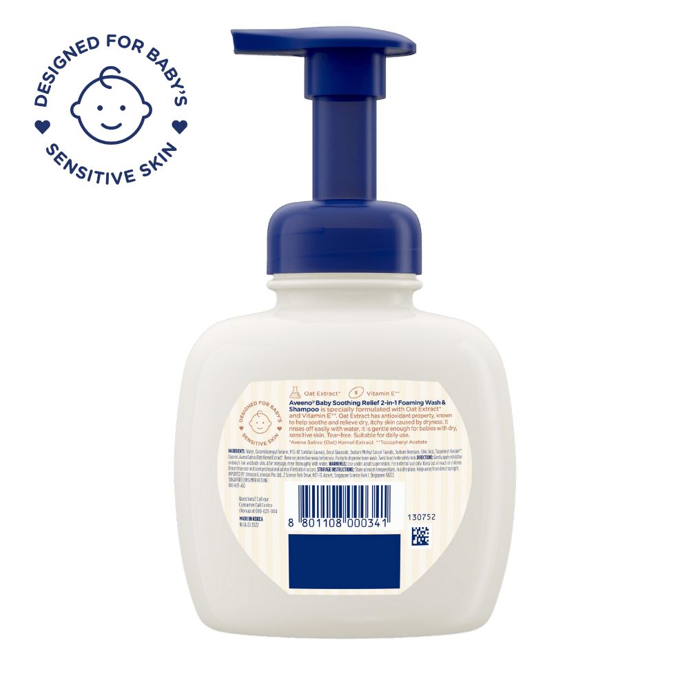 Aveeno Baby Soothing Relief 2-in-1 Foaming Wash & Shampoo - Image 2 - Aveeno - en-SG