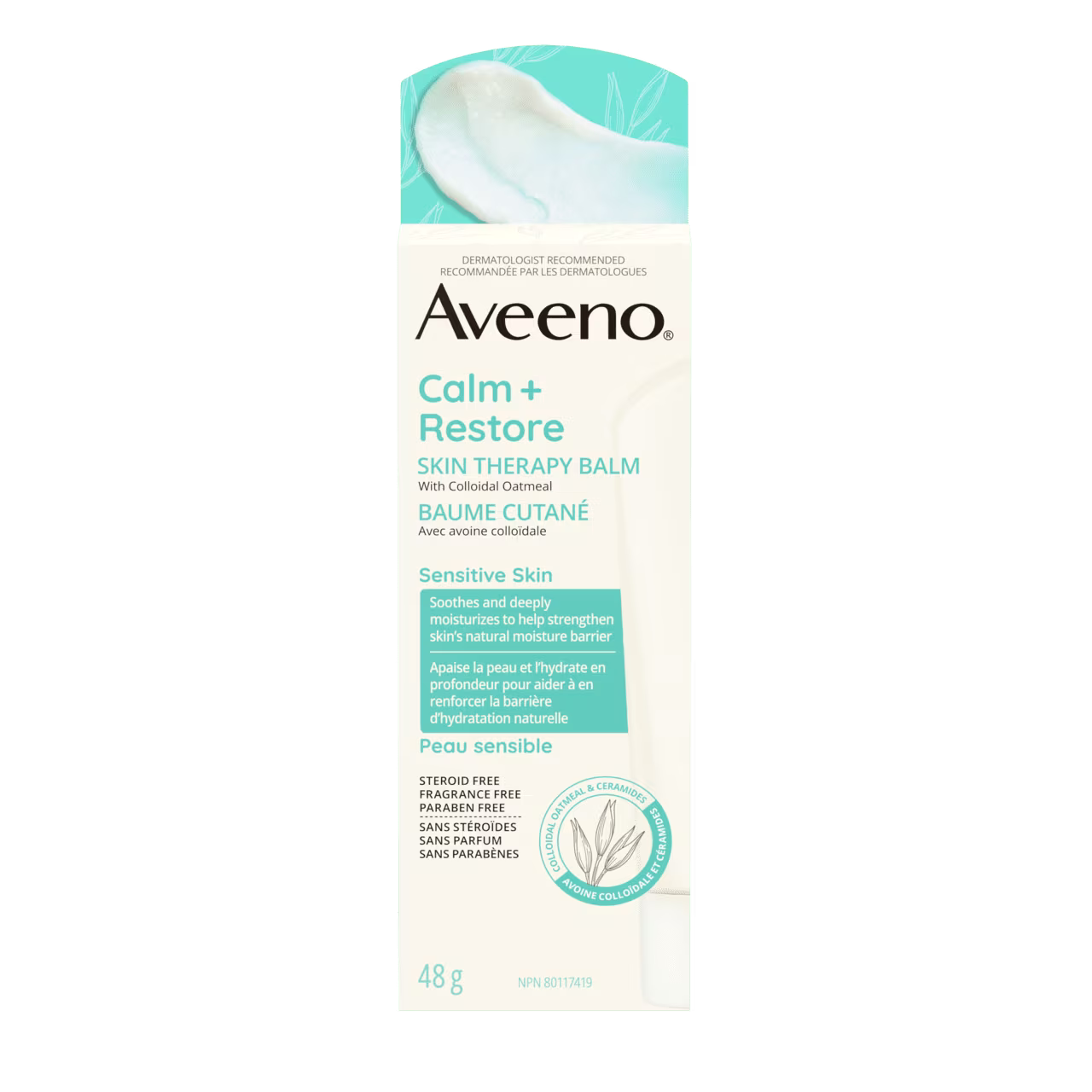 Tube of Aveeno® Calm + Restore Skin Therapy Balm for Face, 48g
