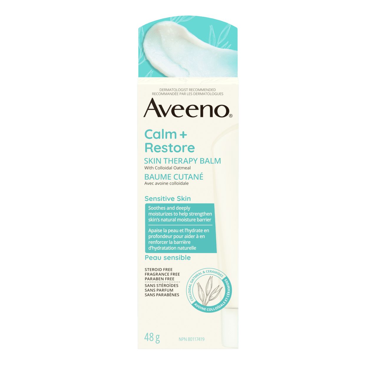 Tube of Aveeno® Calm + Restore Skin Therapy Balm for Face, 48g