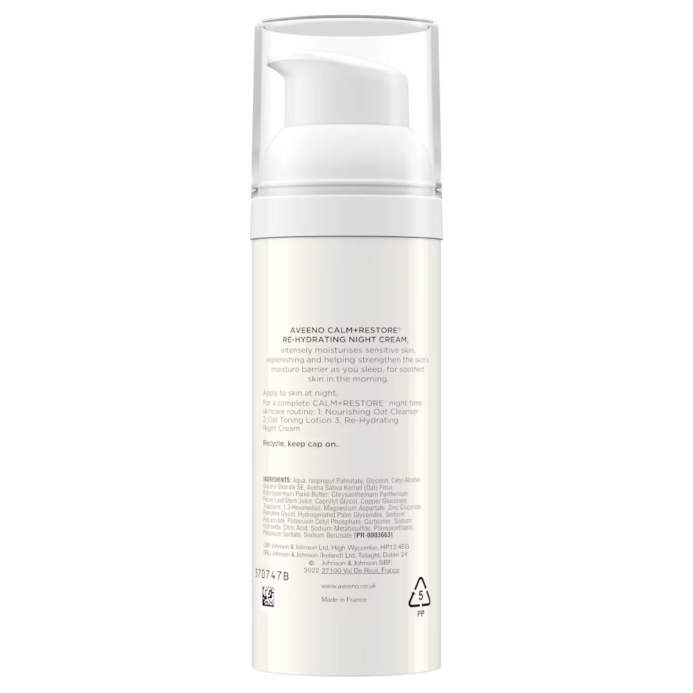 Aveeno® Calm + Restore™ Przywracający Nawilżenie Krem Na Noc – zdjęcie produktu z tyłu