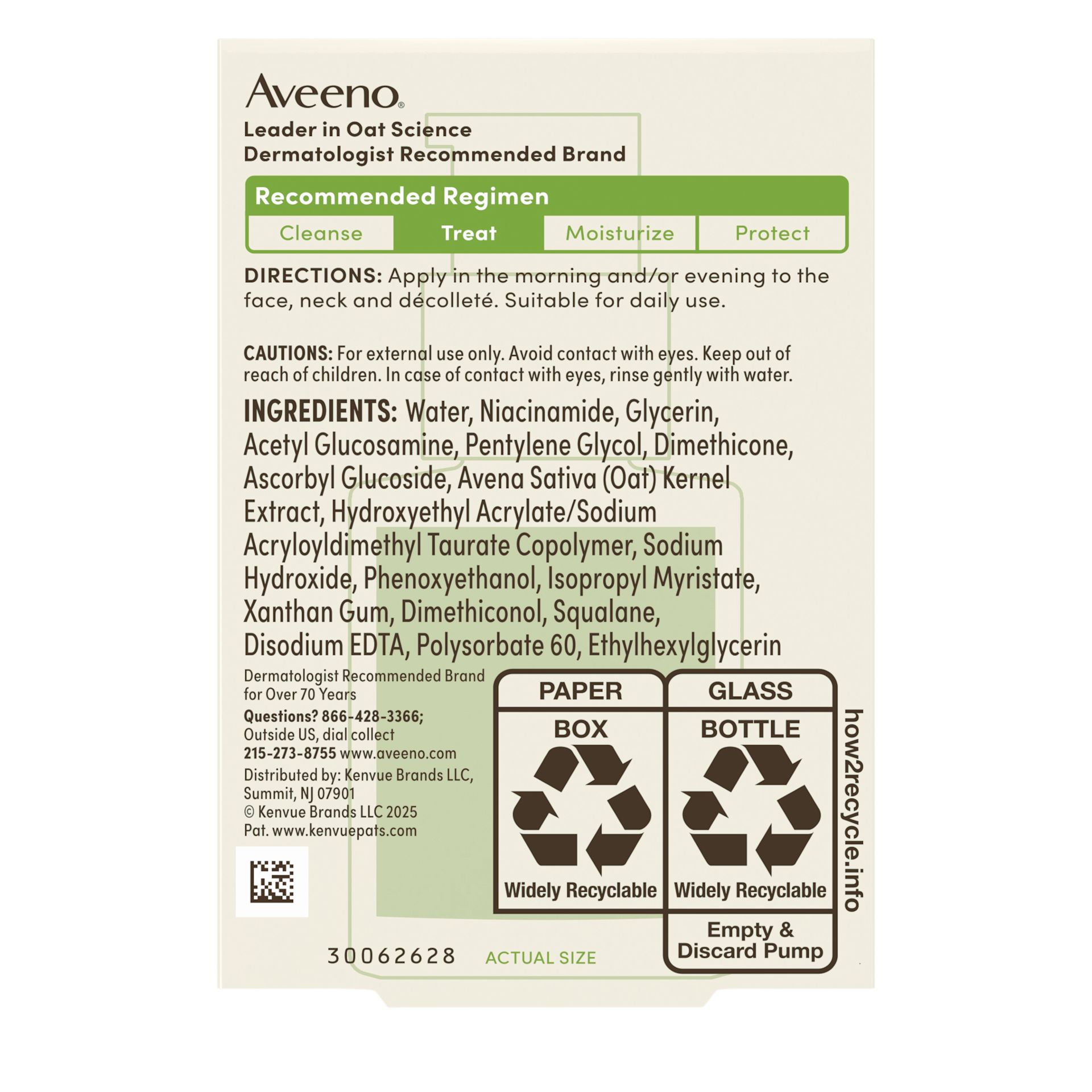 AVE USA US 381372026752 120267500 Radiant VitC Serum 1oz 00180 Back Pack shot of Aveeno® Positively Radiant® Vitamin C Serum 1oz