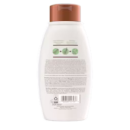 Back shot of AVEENO® Plant Protein Blend Strength & Length Hair Shampoo squeeze bottle, 354mL