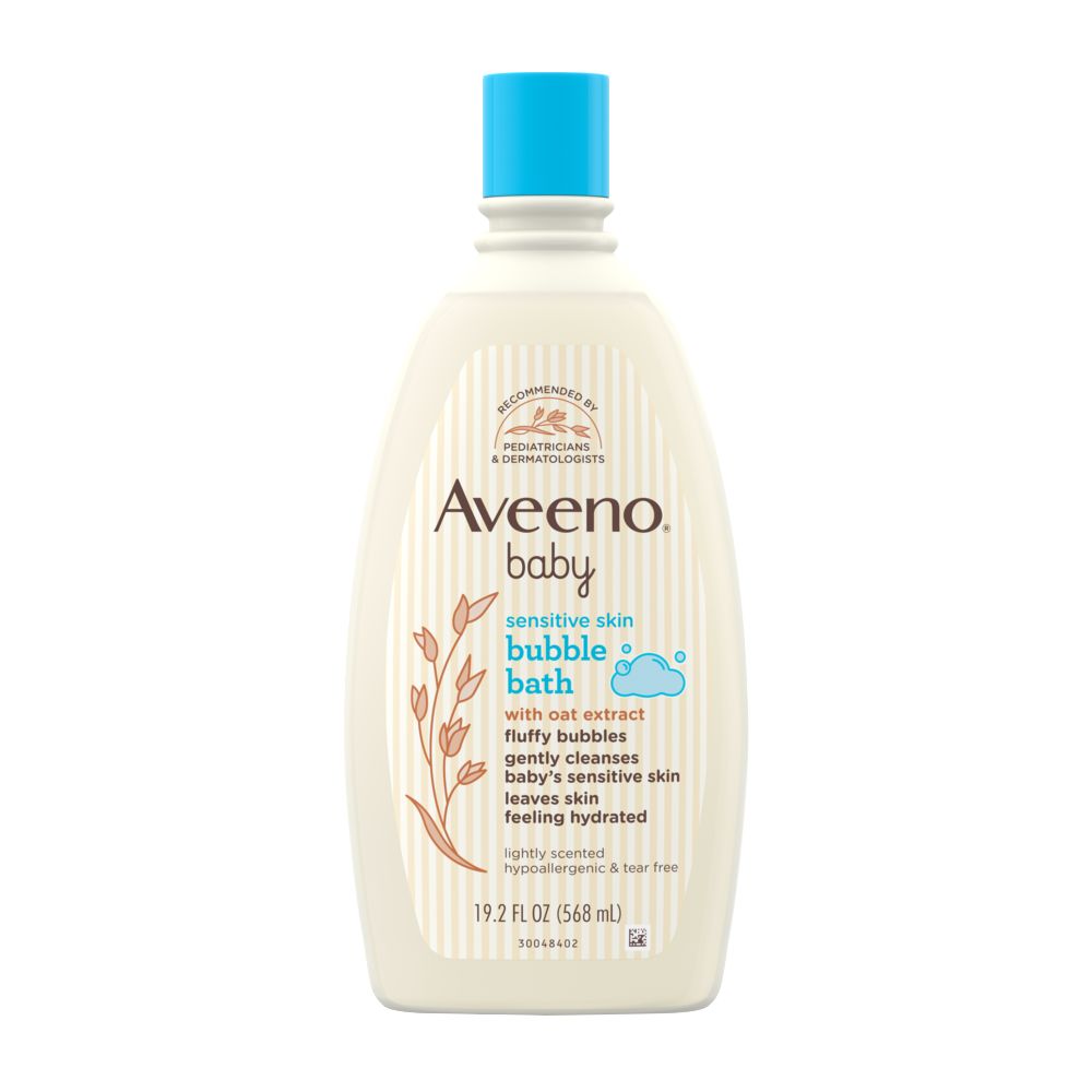Pack shot of Aveeno® Baby Sensitive Skin Oat Extract Bubble Bath, 19.2 fl oz