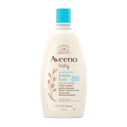 Pack shot of Aveeno® Baby Sensitive Skin Oat Extract Bubble Bath, 19.2 fl oz