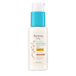 AVE US US 381372026592 120265900 693415 Baby Daily Moisturizer SPF30 1p5oz PR 00000 Front pack shot of Aveeno® Baby Daily Moisture Face Lotion & Mineral Sunscreen, SPF 30