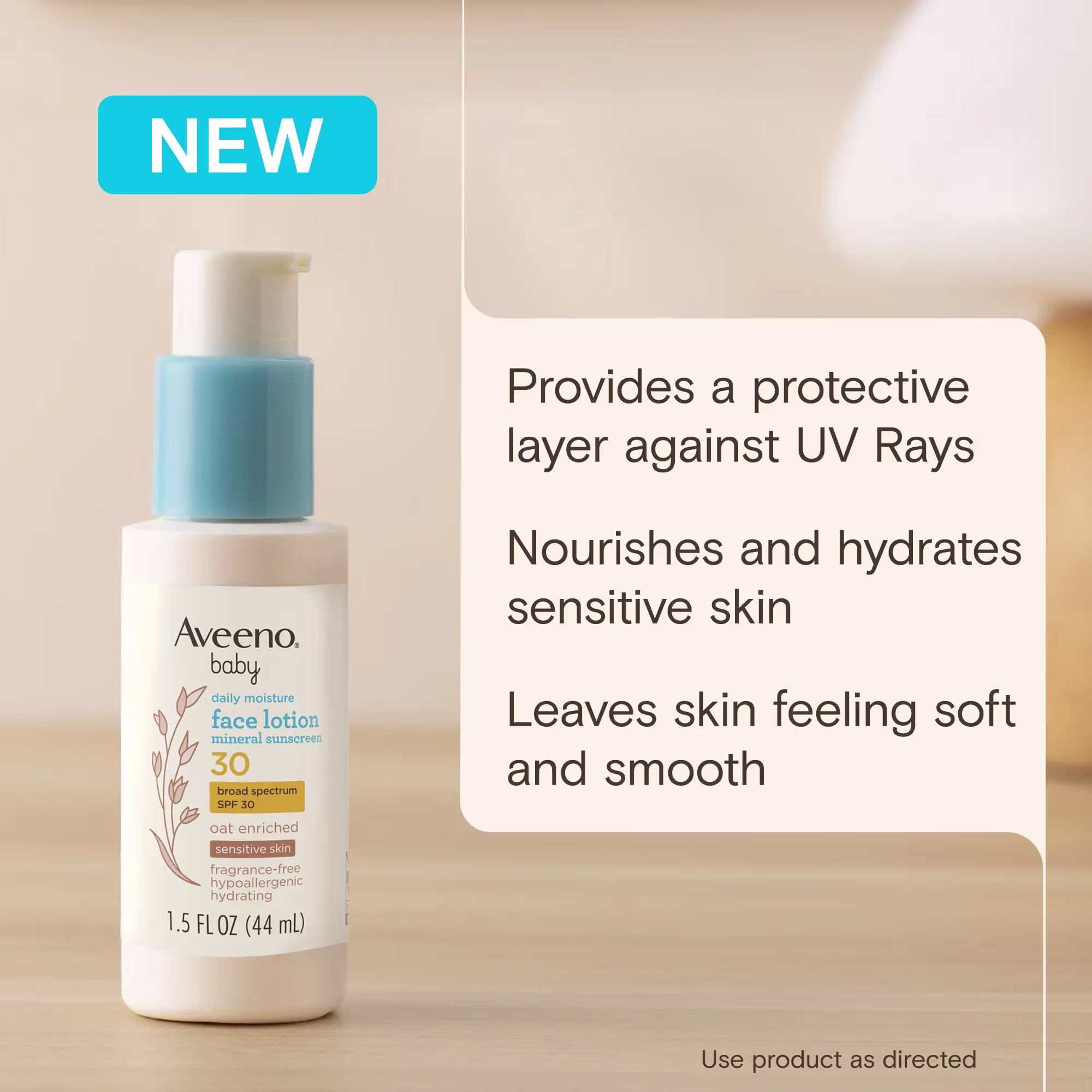 Aveeno® NEW Baby Daily Moisture Face Lotion & Mineral Sunscreen, SPF 30