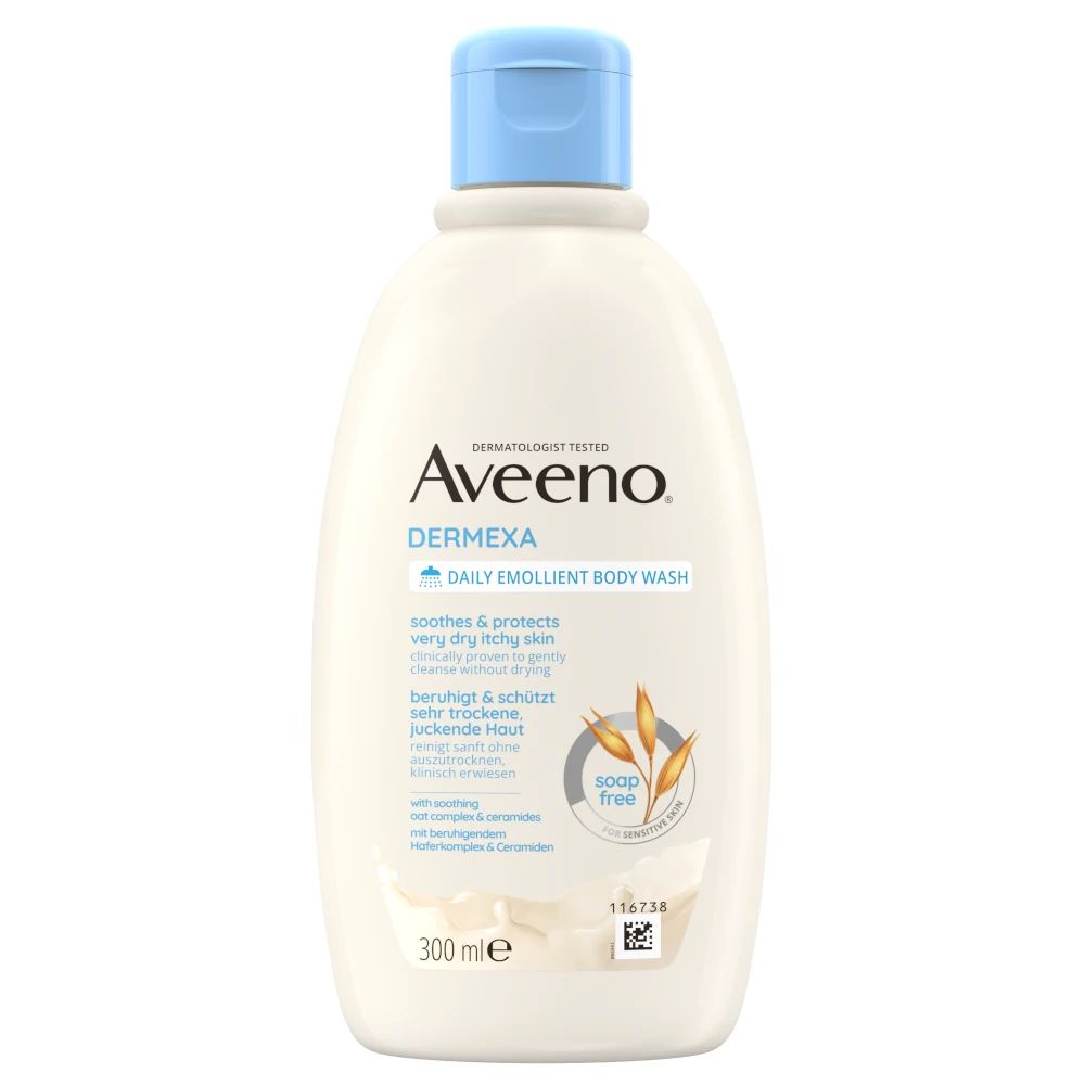 Aveeno® Dermexa Verzachtende Douchegel, ongeparfumeerd Productafbeelding voorkant Voorkant