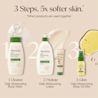 3x steps. 5x softer skin. When products are used together, 1 cleanse, 2 hydrate & 3 glow